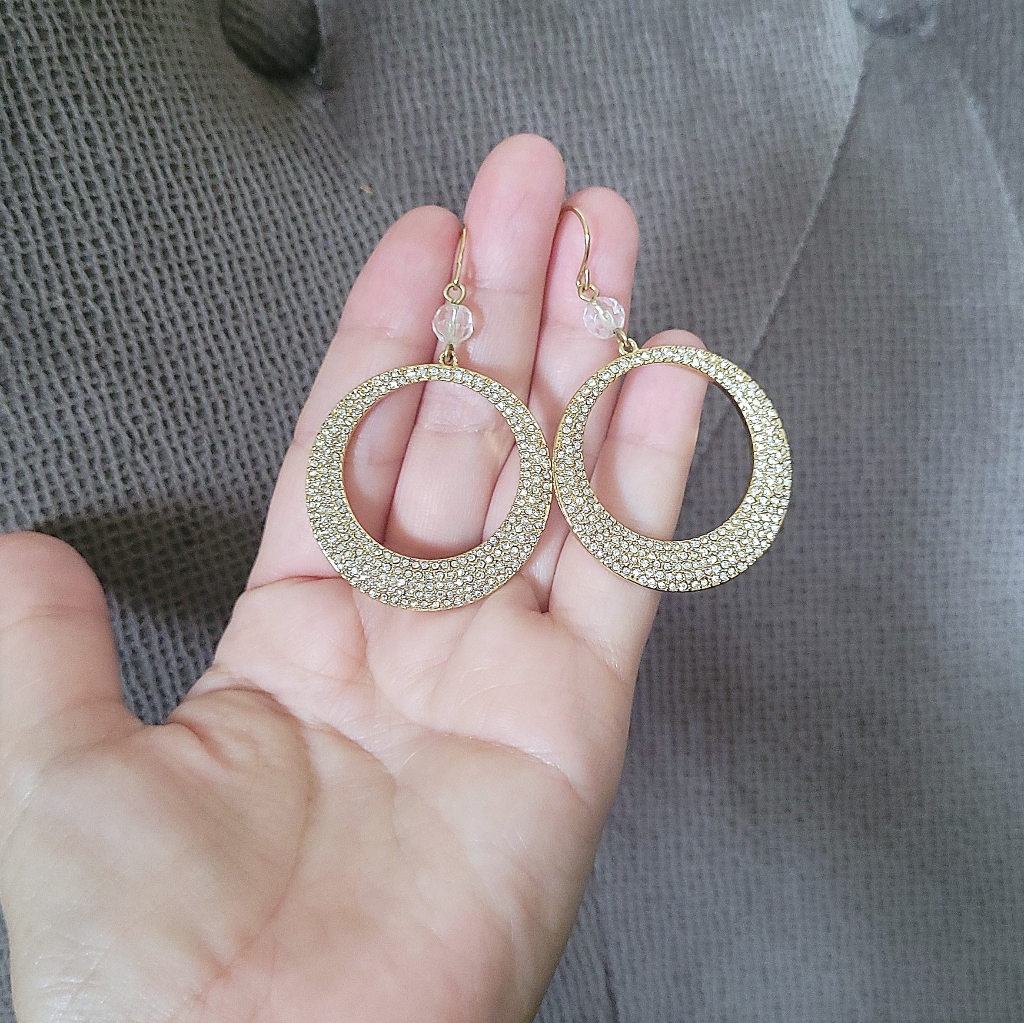 Abs Allen Schwartz Open Gold Circle Pave Earrings 65$